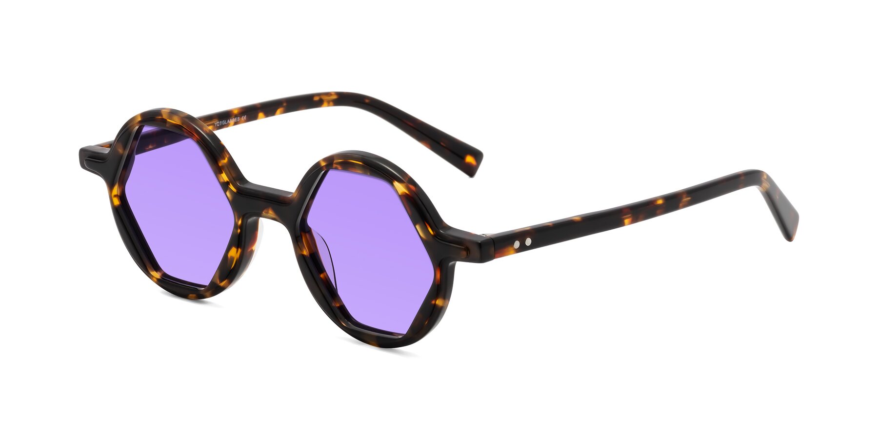 Angle of Alien in Tortoise with Medium Purple Tinted Lenses