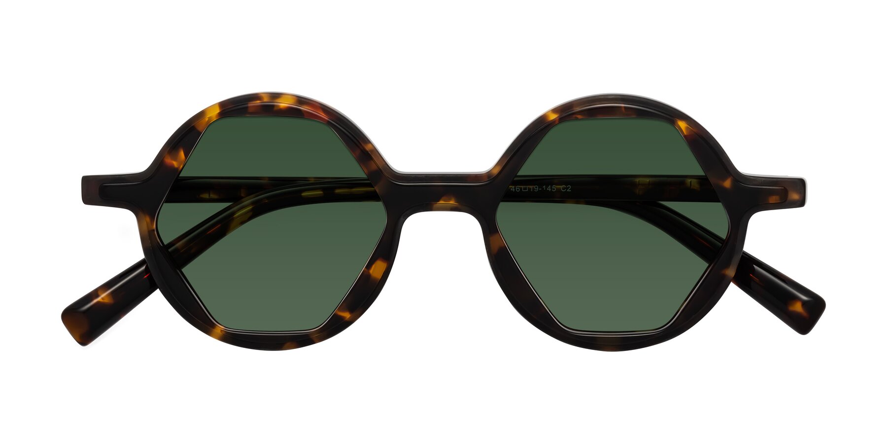 Folded Front of Alien in Tortoise with Green Tinted Lenses