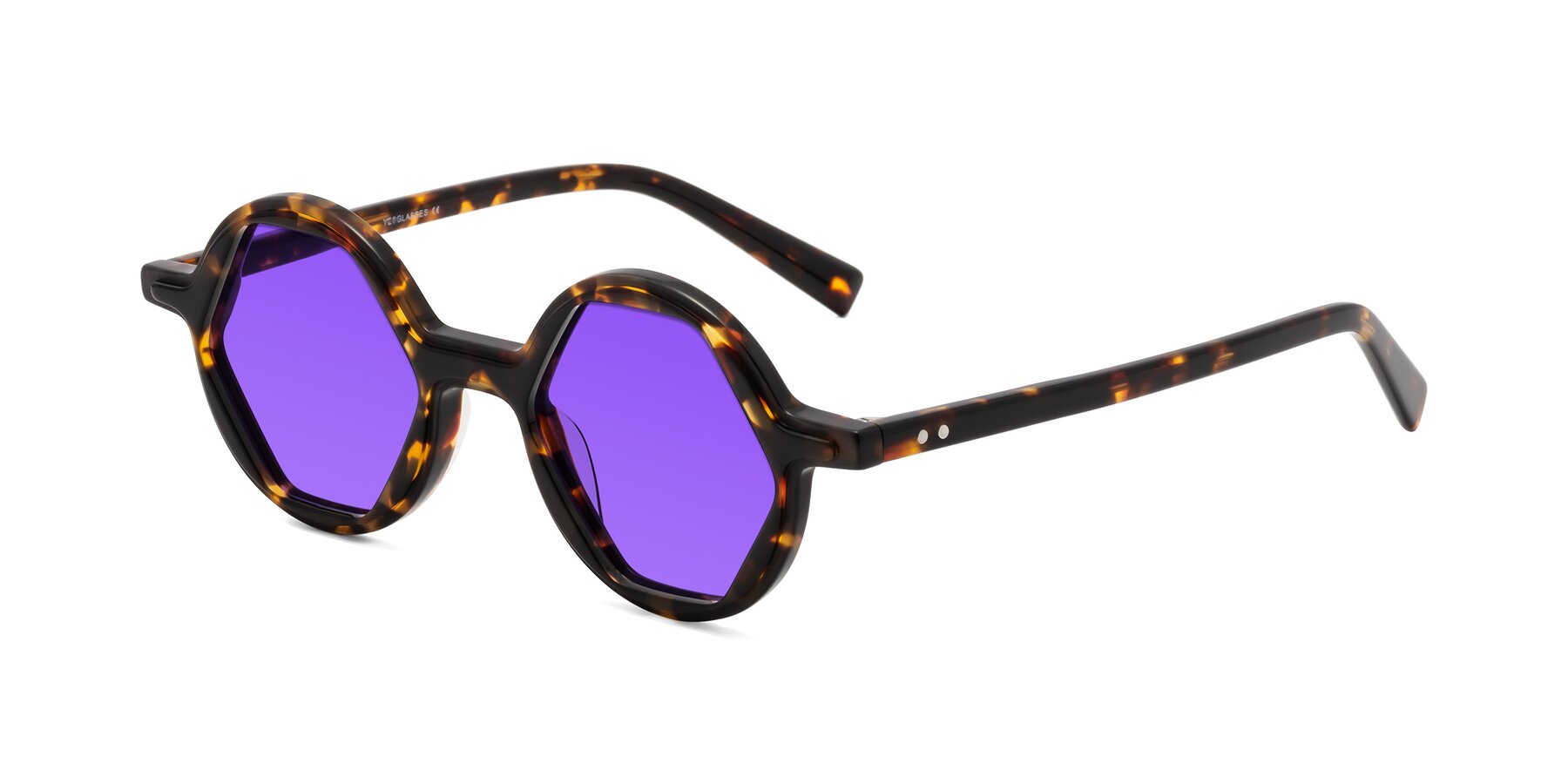 Angle of Alien in Tortoise with Purple Tinted Lenses