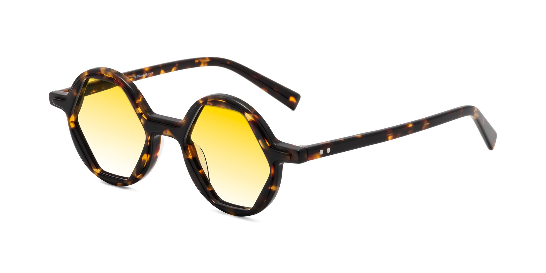 Angle of Alien in Tortoise with Yellow Gradient Lenses