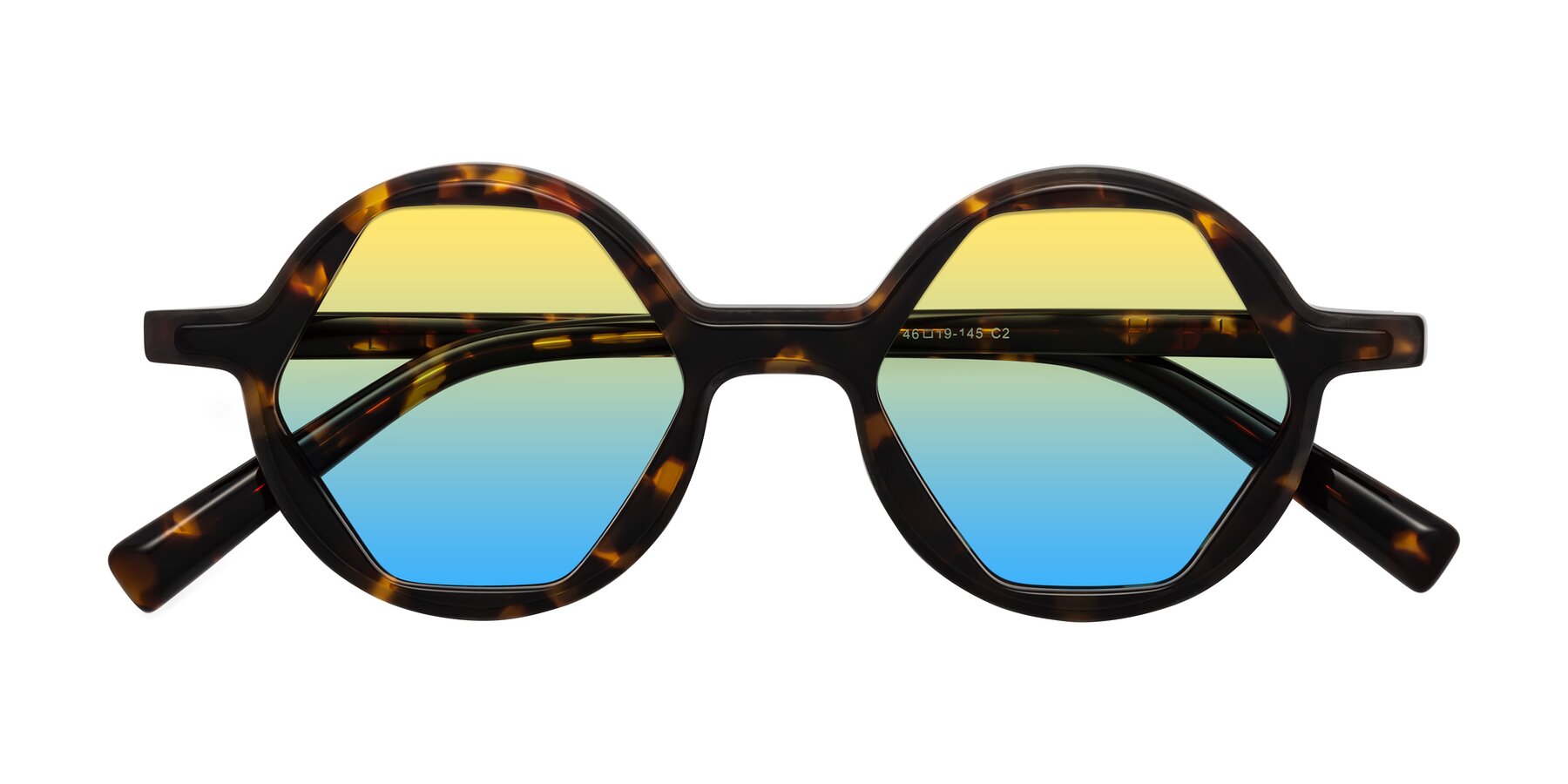 Folded Front of Alien in Tortoise with Yellow / Blue Gradient Lenses