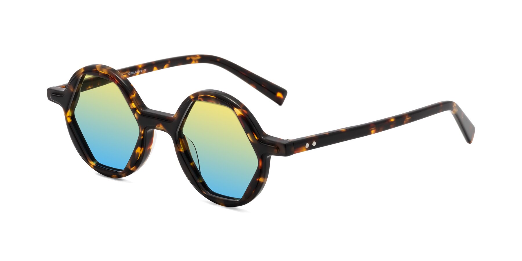 Angle of Alien in Tortoise with Yellow / Blue Gradient Lenses