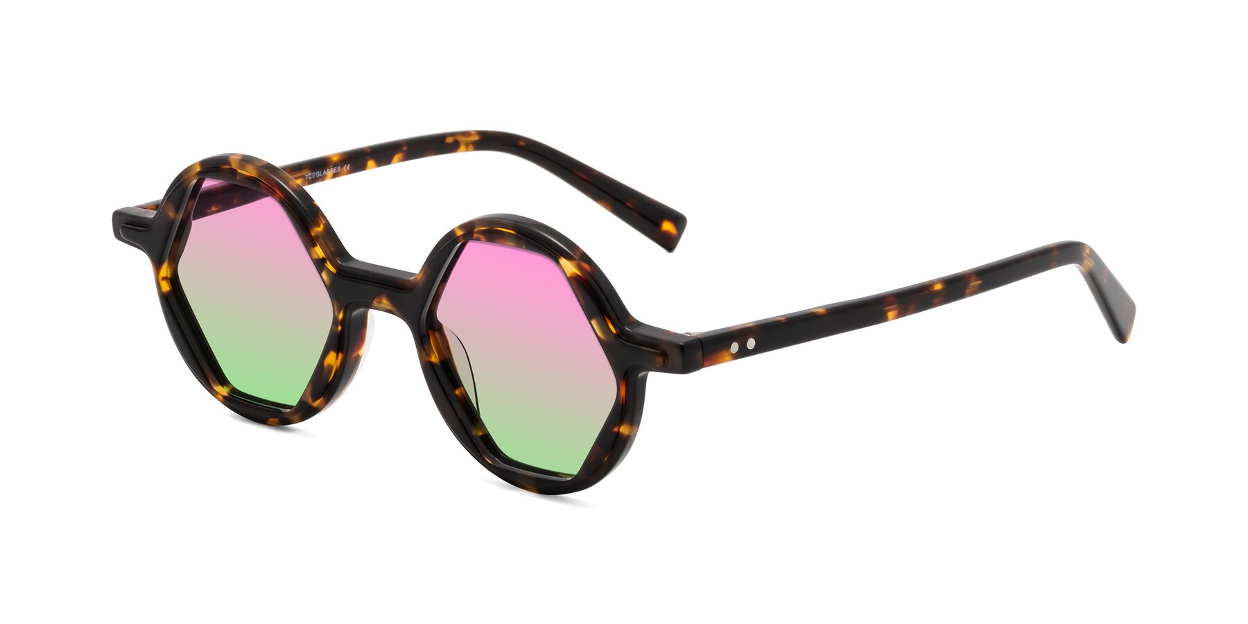 Angle of Alien in Tortoise with Pink / Green Gradient Lenses