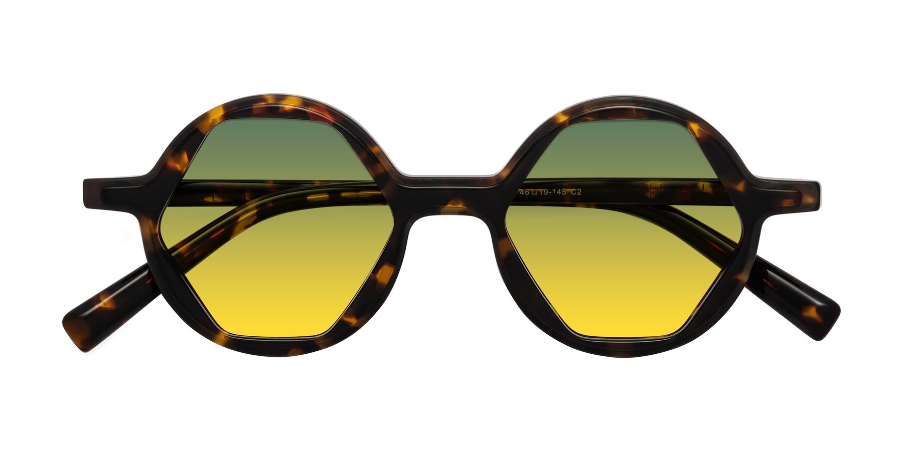 Folded Front of Alien in Tortoise with Green / Yellow Gradient Lenses