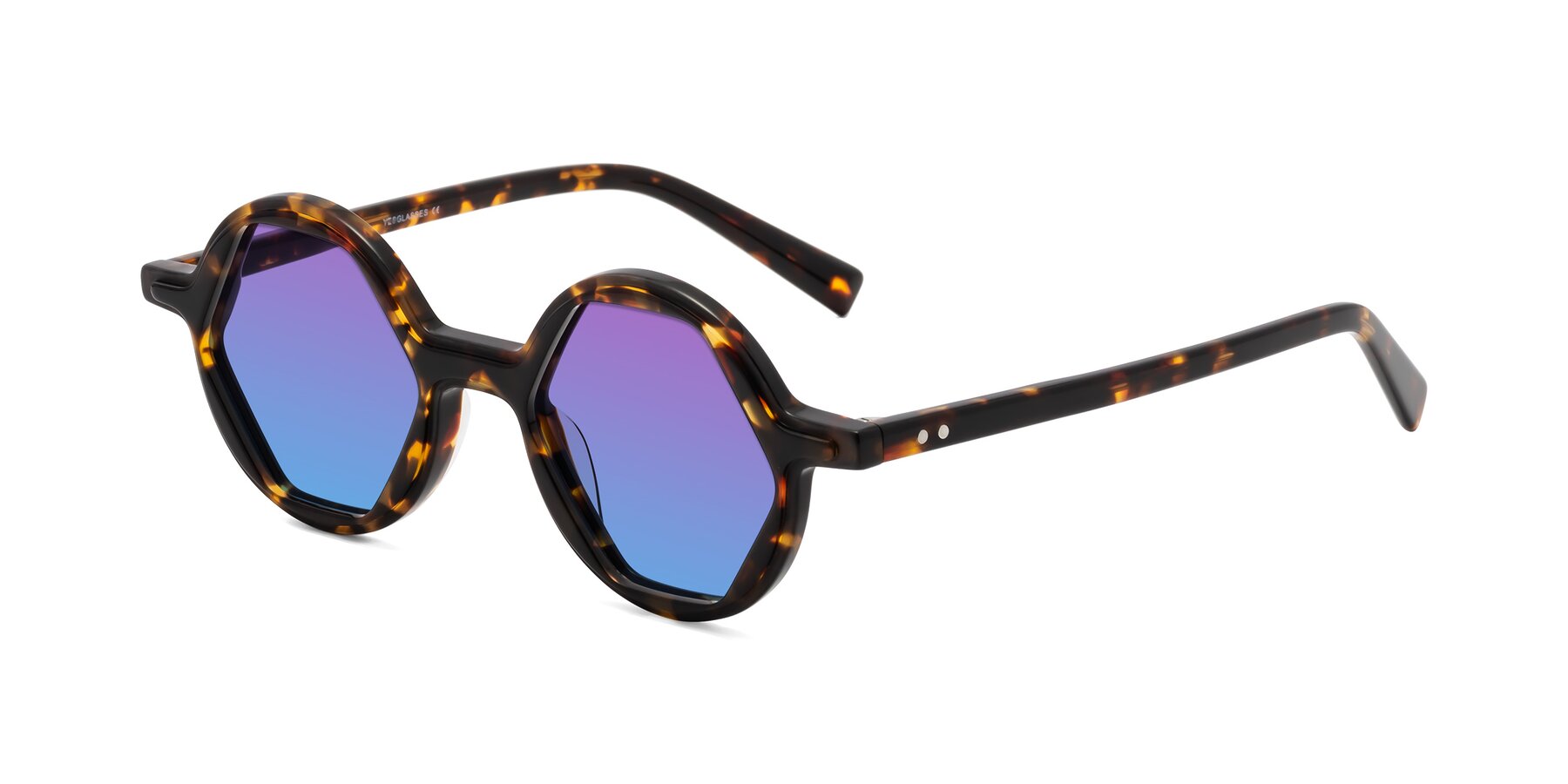 Angle of Alien in Tortoise with Purple / Blue Gradient Lenses