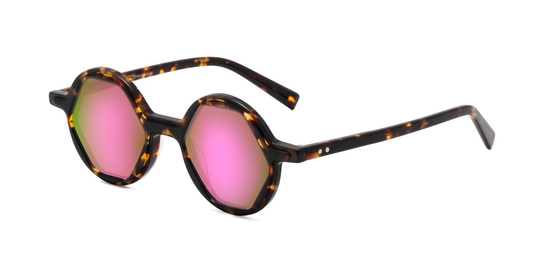 Angle of Alien in Tortoise with Pink Mirrored Lenses