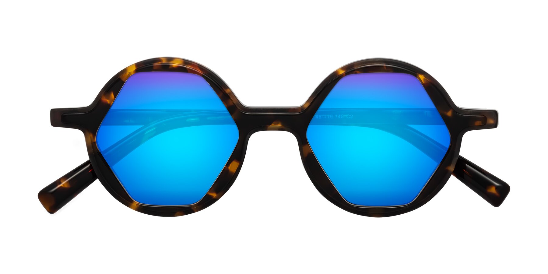 Folded Front of Alien in Tortoise with Blue Mirrored Lenses