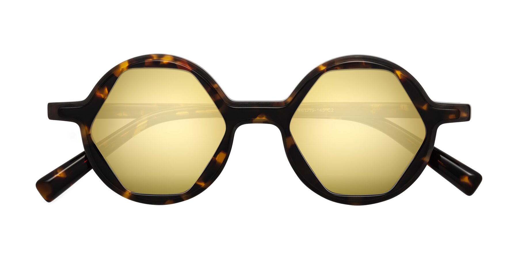 Folded Front of Alien in Tortoise with Gold Mirrored Lenses