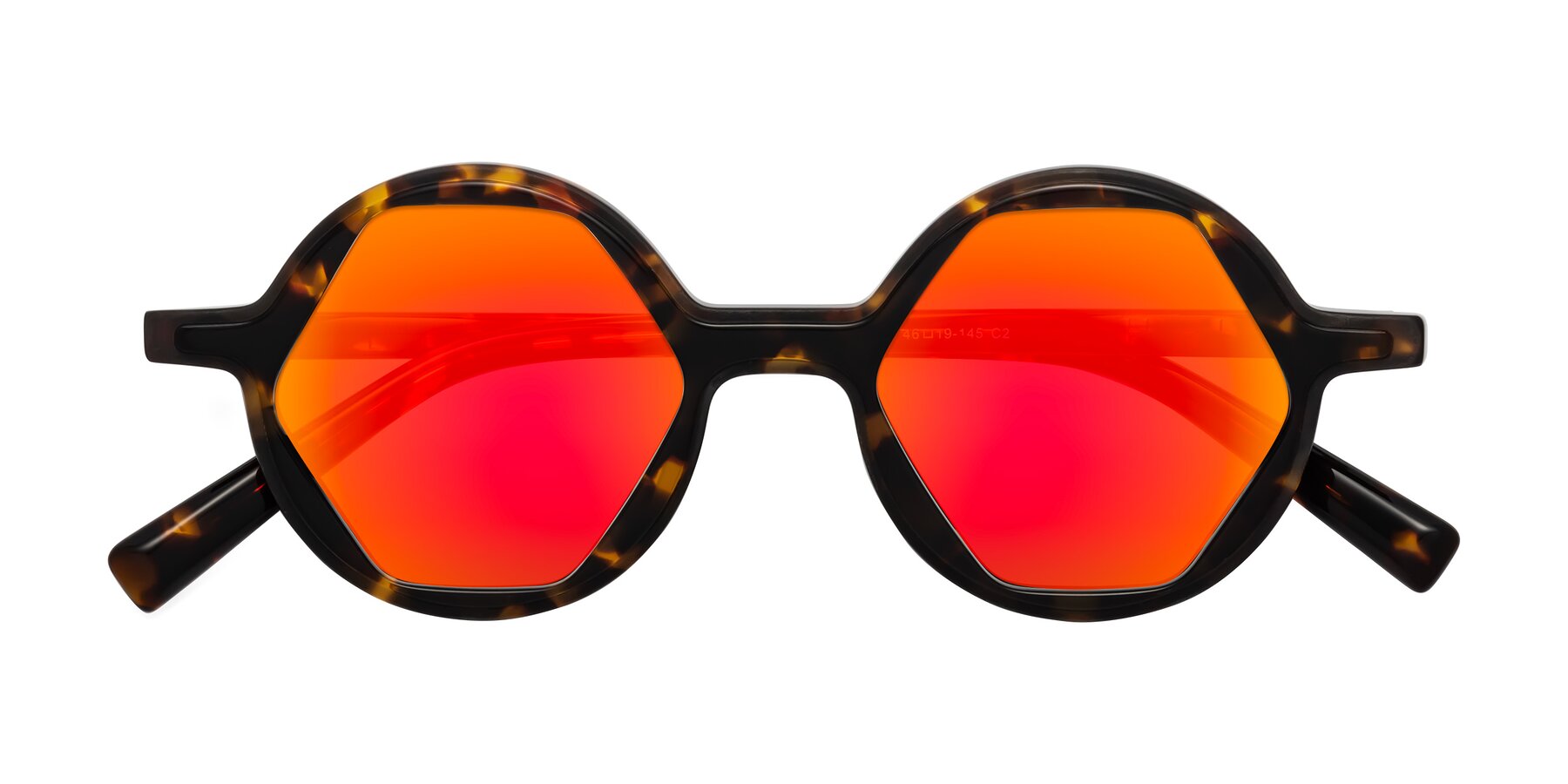 Folded Front of Alien in Tortoise with Red Gold Mirrored Lenses