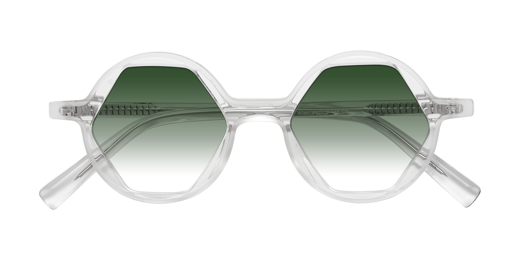 Folded Front of Alien in Clear with Green Gradient Lenses