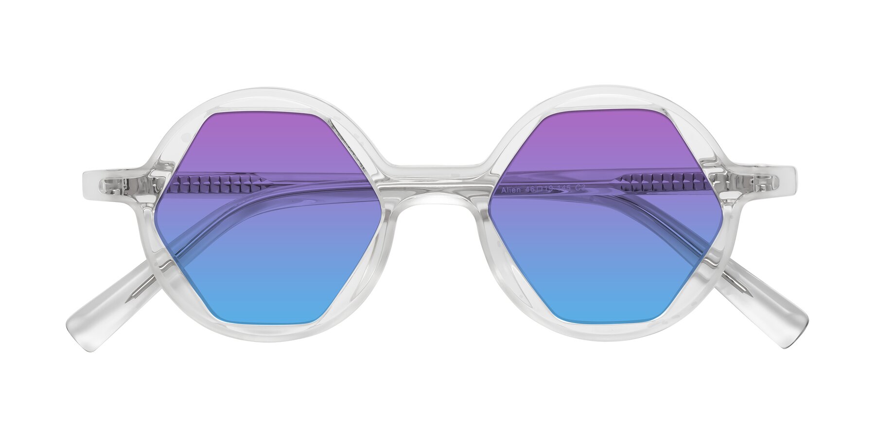 Folded Front of Alien in Clear with Purple / Blue Gradient Lenses