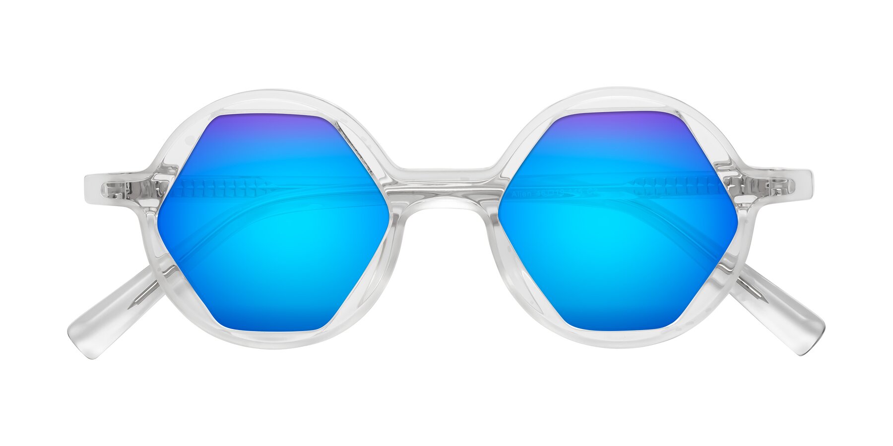 Folded Front of Alien in Clear with Blue Mirrored Lenses