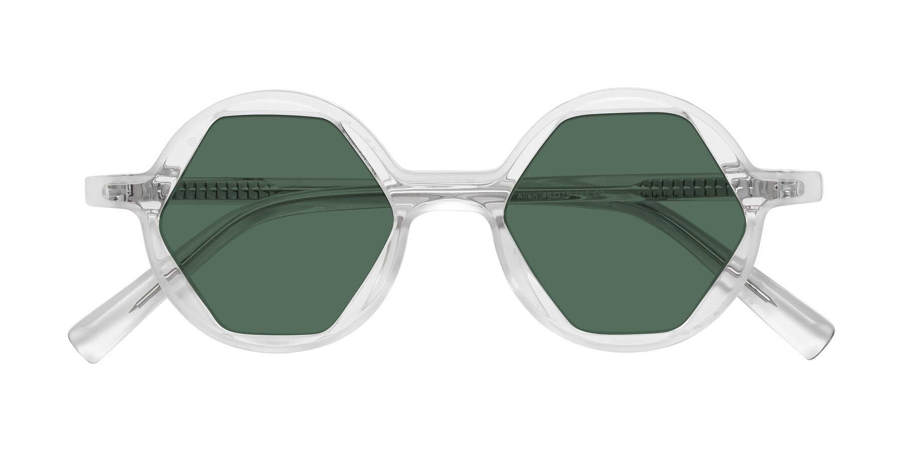 Folded Front of Alien in Clear with Green Polarized Lenses