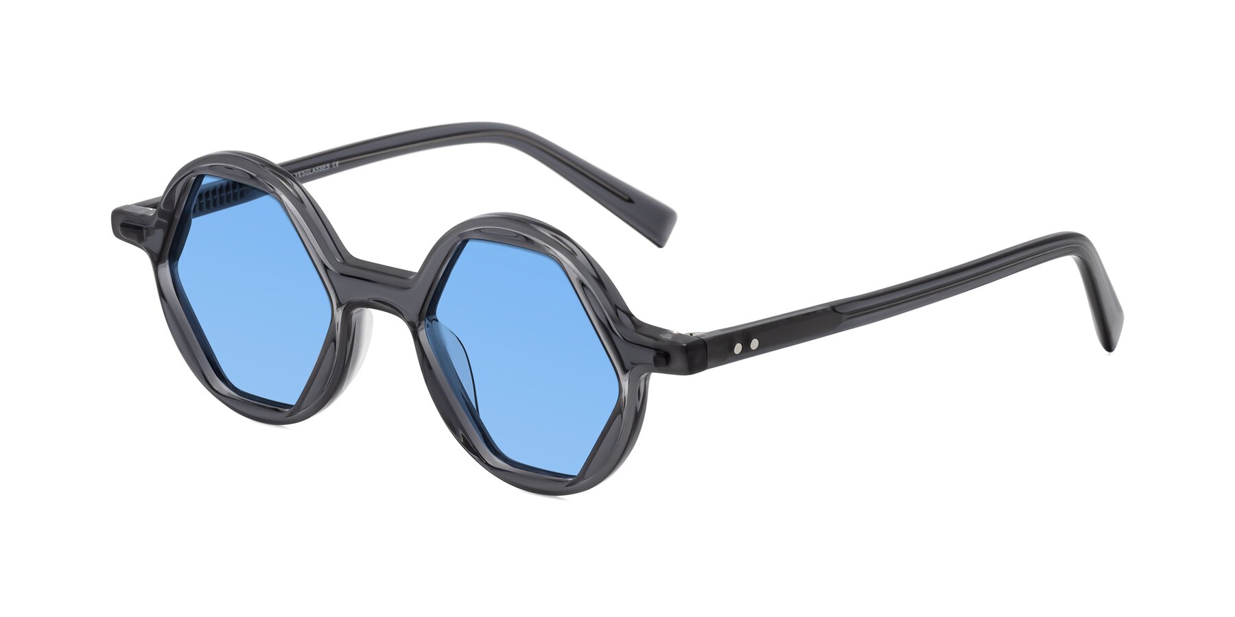 Angle of Alien in Gray with Medium Blue Tinted Lenses