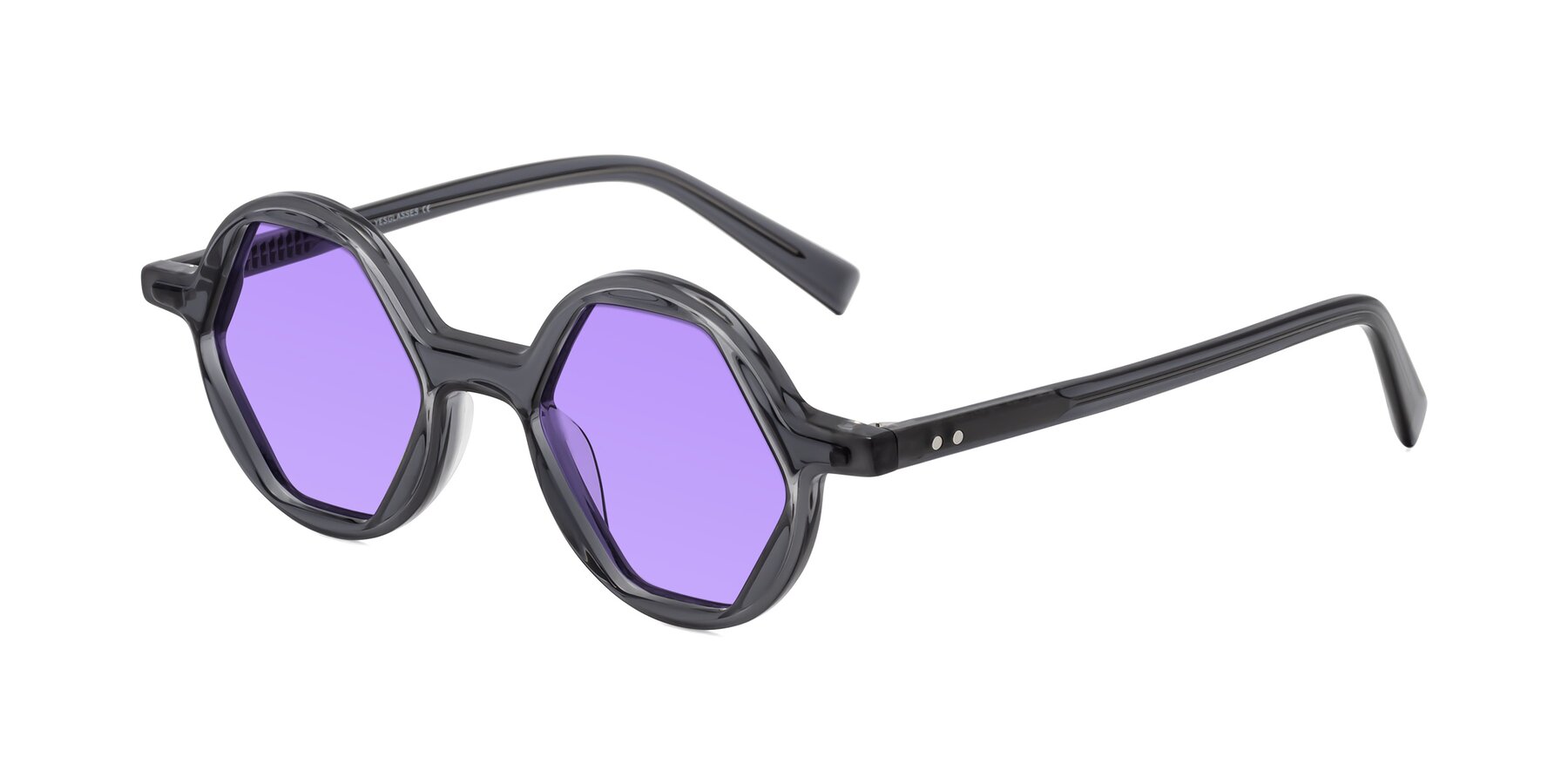 Angle of Alien in Gray with Medium Purple Tinted Lenses