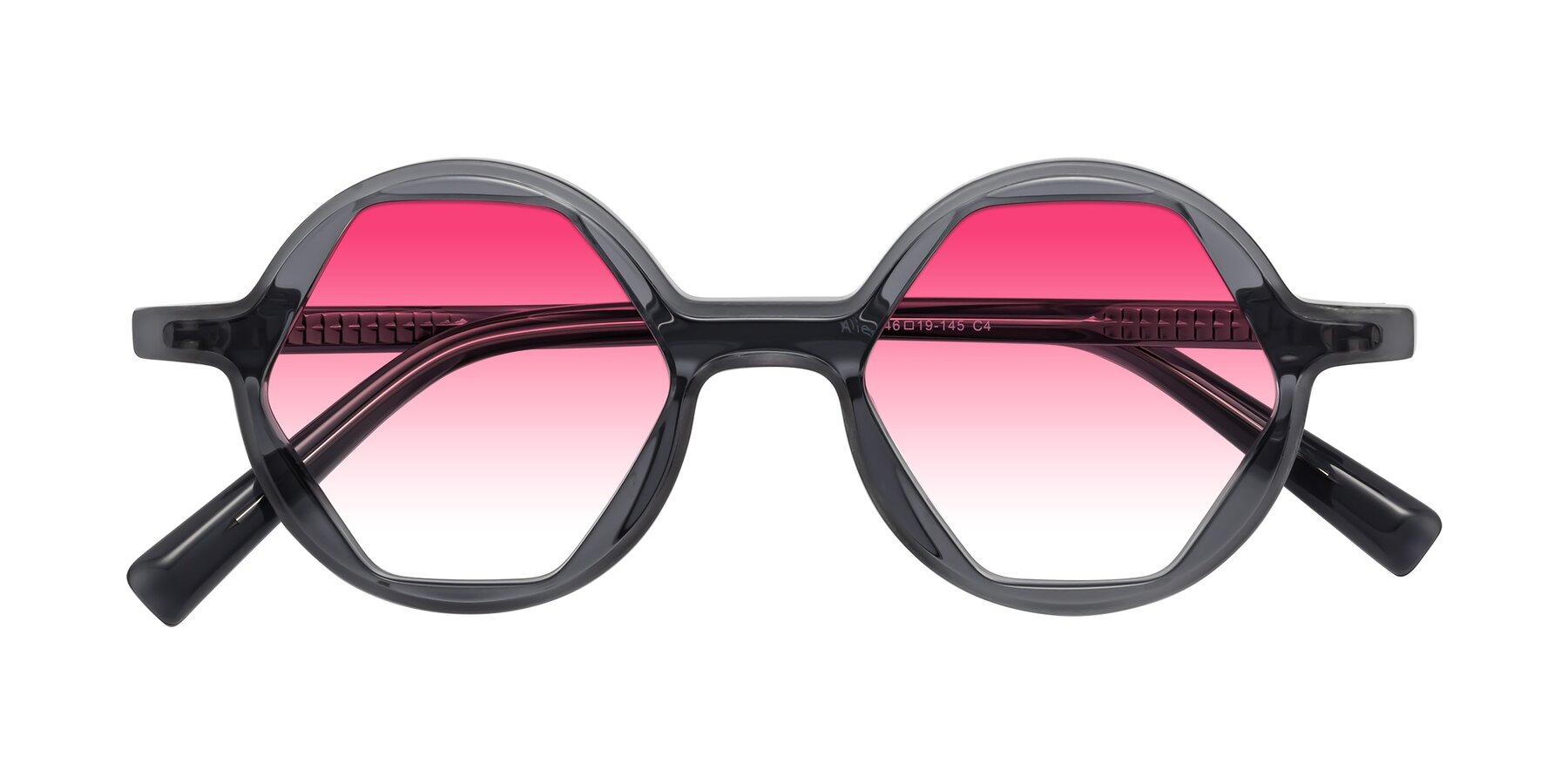 Folded Front of Alien in Gray with Pink Gradient Lenses