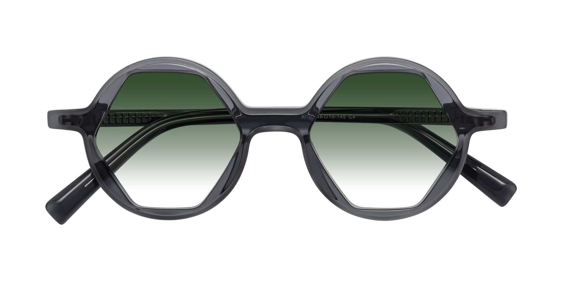 Folded Front of Alien in Gray with Green Gradient Lenses