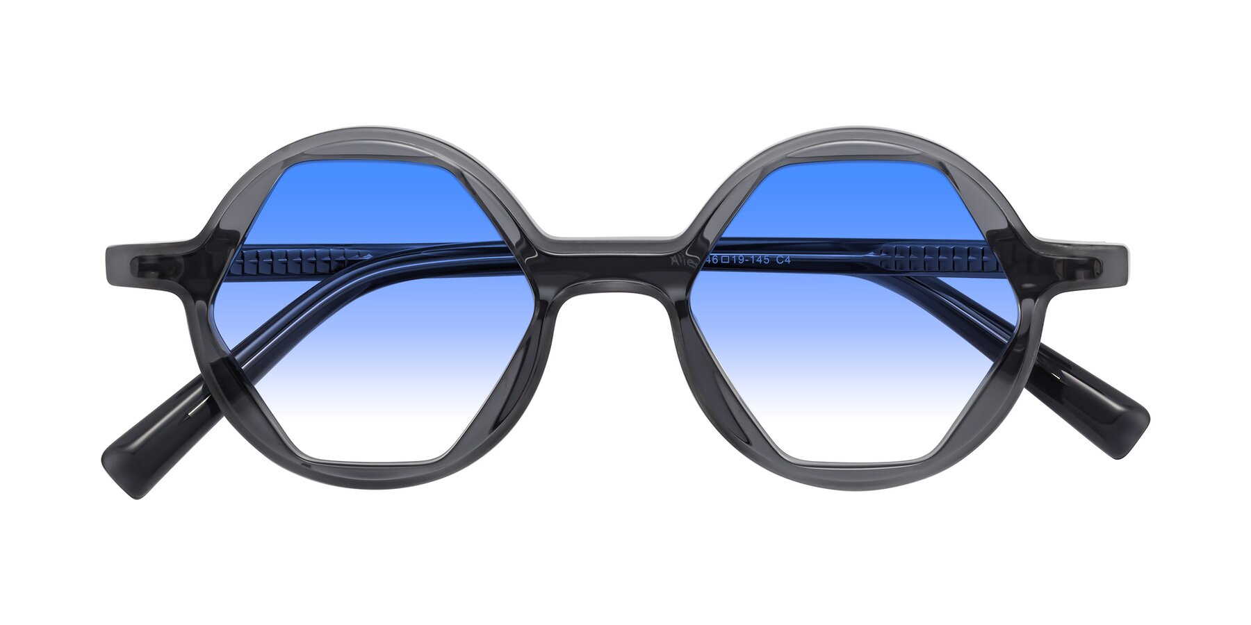 Folded Front of Alien in Gray with Blue Gradient Lenses