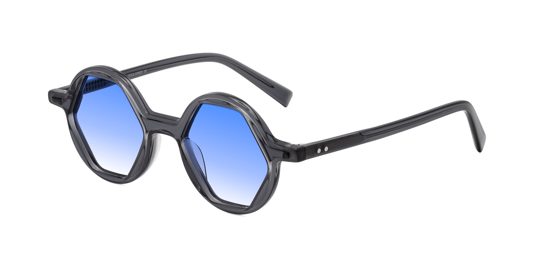 Angle of Alien in Gray with Blue Gradient Lenses