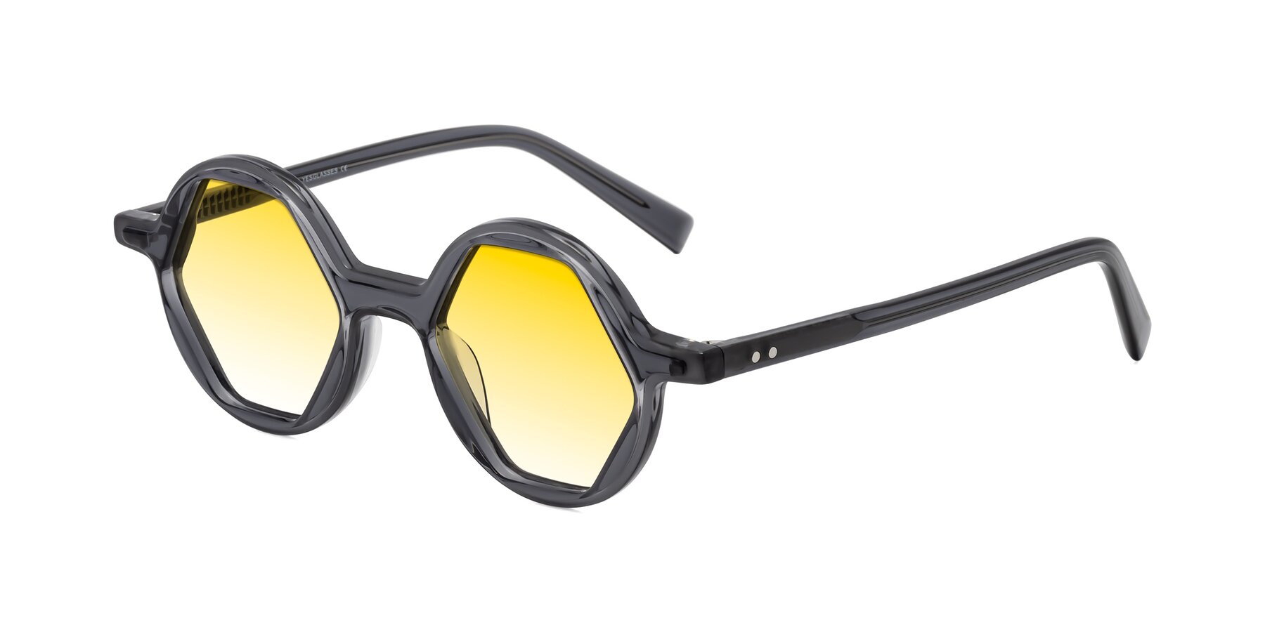 Angle of Alien in Gray with Yellow Gradient Lenses