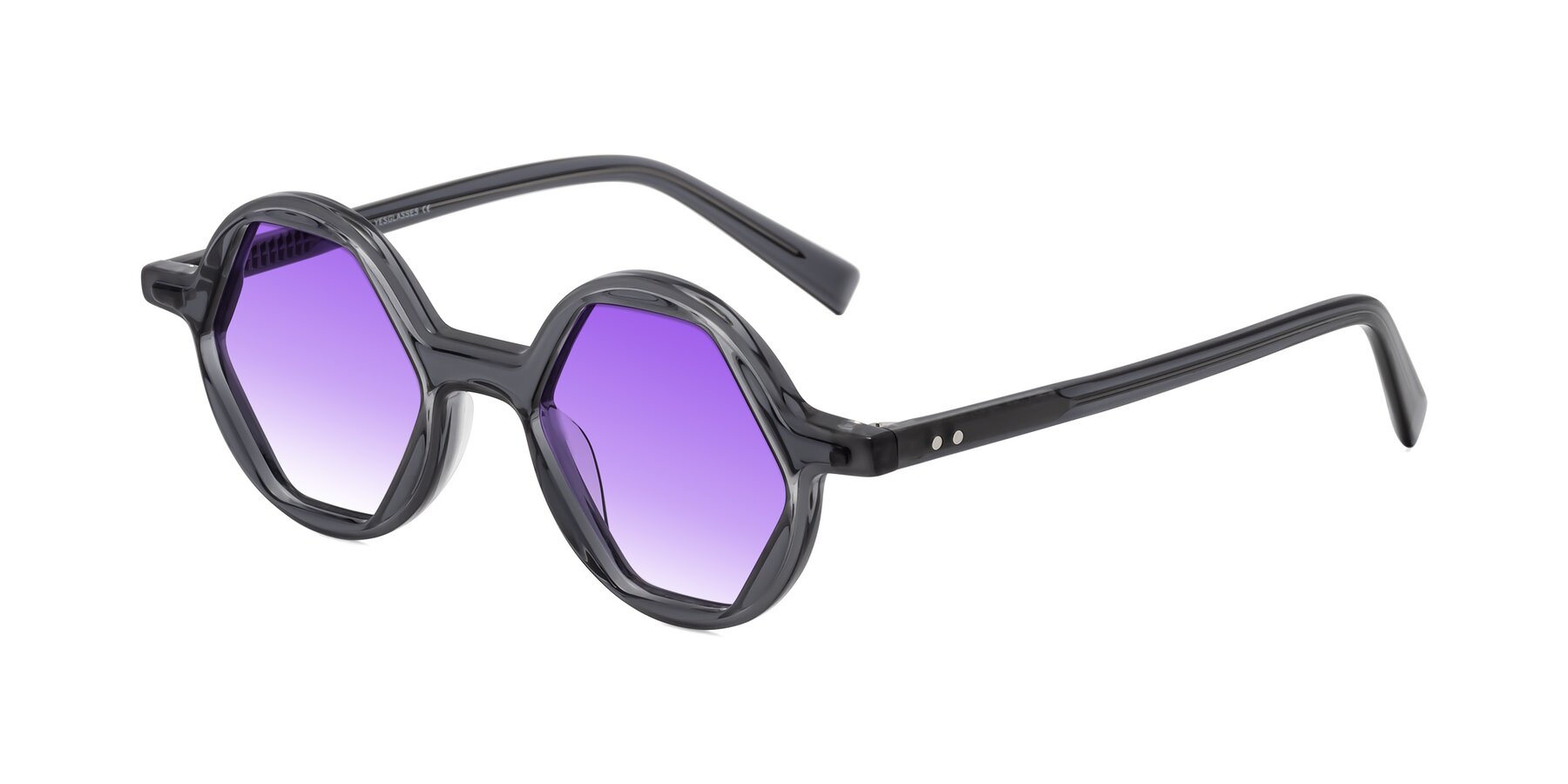 Angle of Alien in Gray with Purple Gradient Lenses