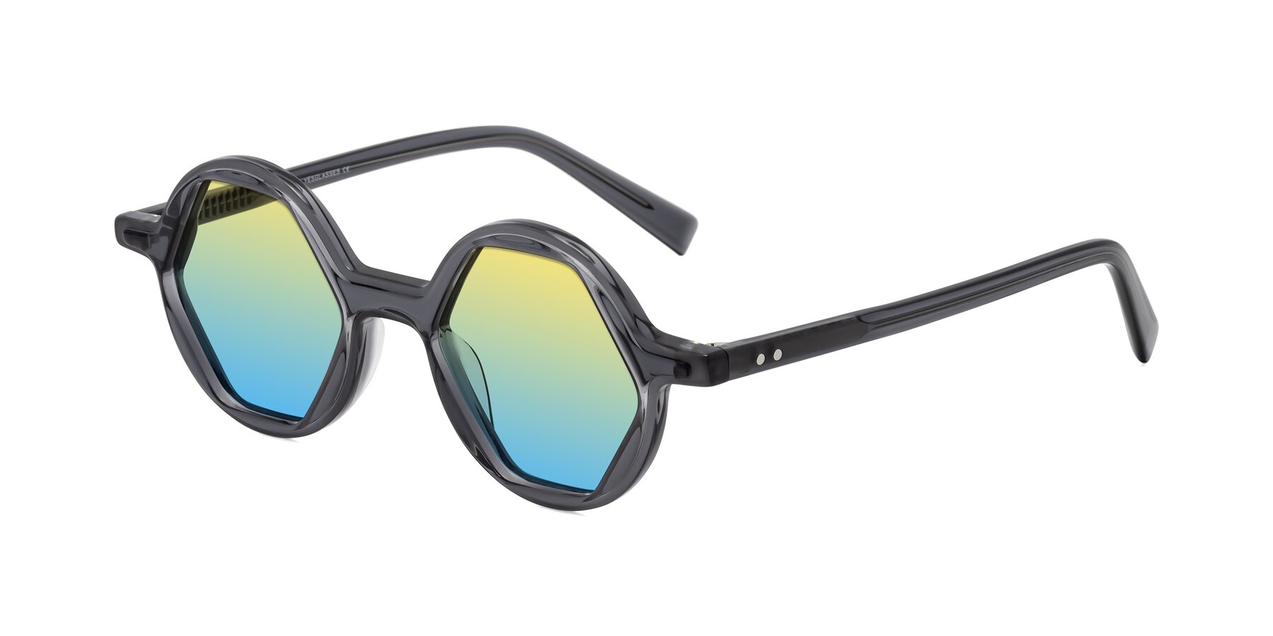 Angle of Alien in Gray with Yellow / Blue Gradient Lenses