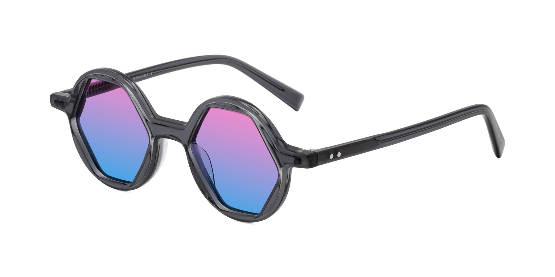 Angle of Alien in Gray with Pink / Blue Gradient Lenses