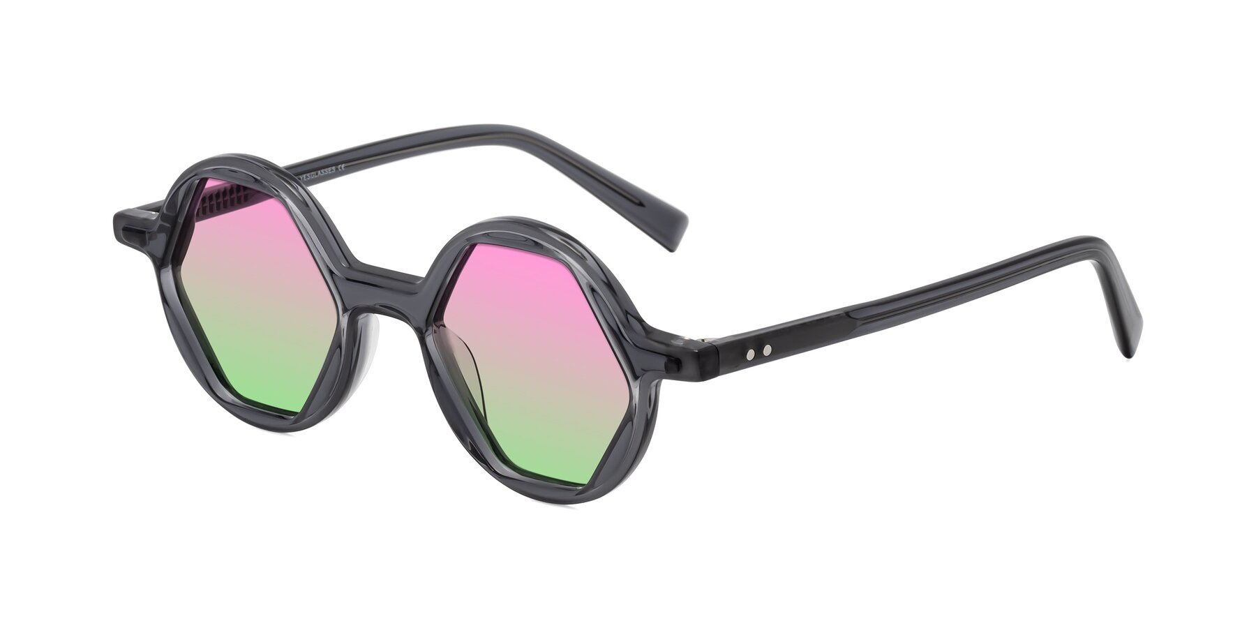 Angle of Alien in Gray with Pink / Green Gradient Lenses