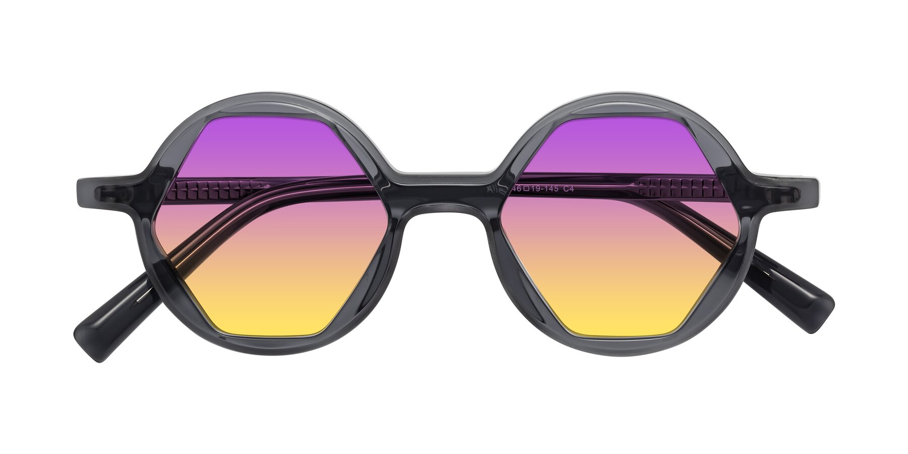 Folded Front of Alien in Gray with Purple / Yellow Gradient Lenses