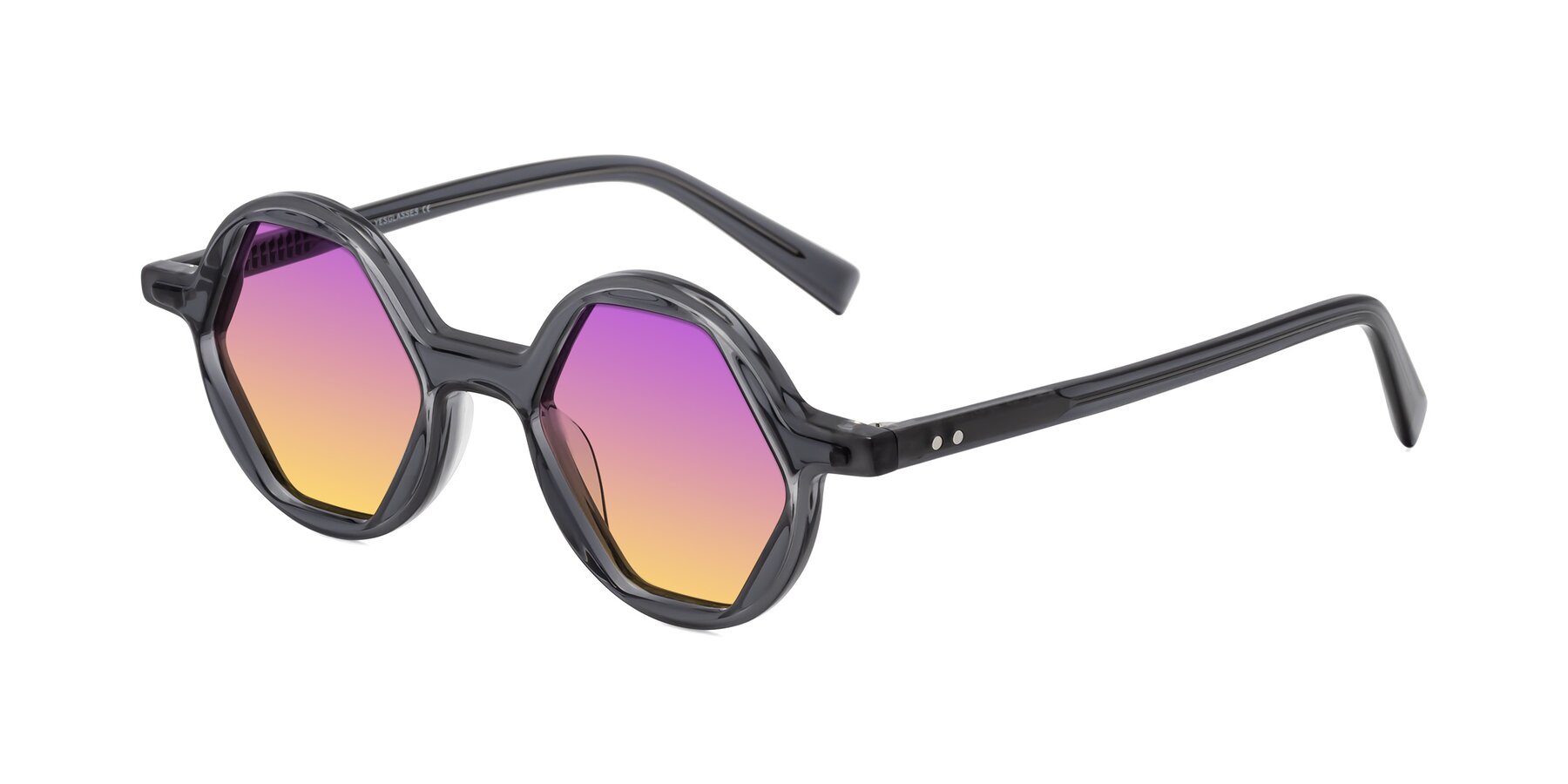 Angle of Alien in Gray with Purple / Yellow Gradient Lenses