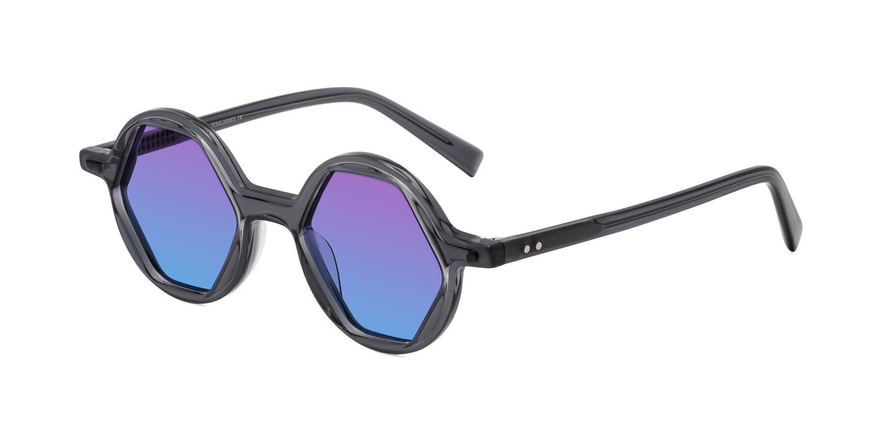 Angle of Alien in Gray with Purple / Blue Gradient Lenses