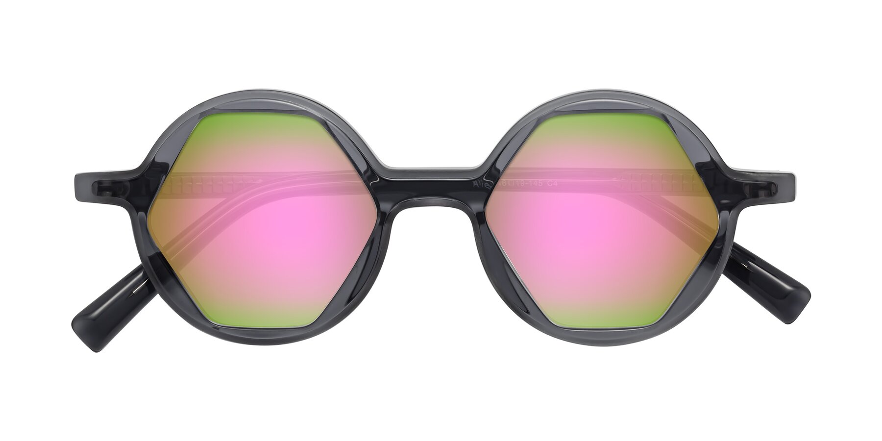 Folded Front of Alien in Gray with Pink Mirrored Lenses