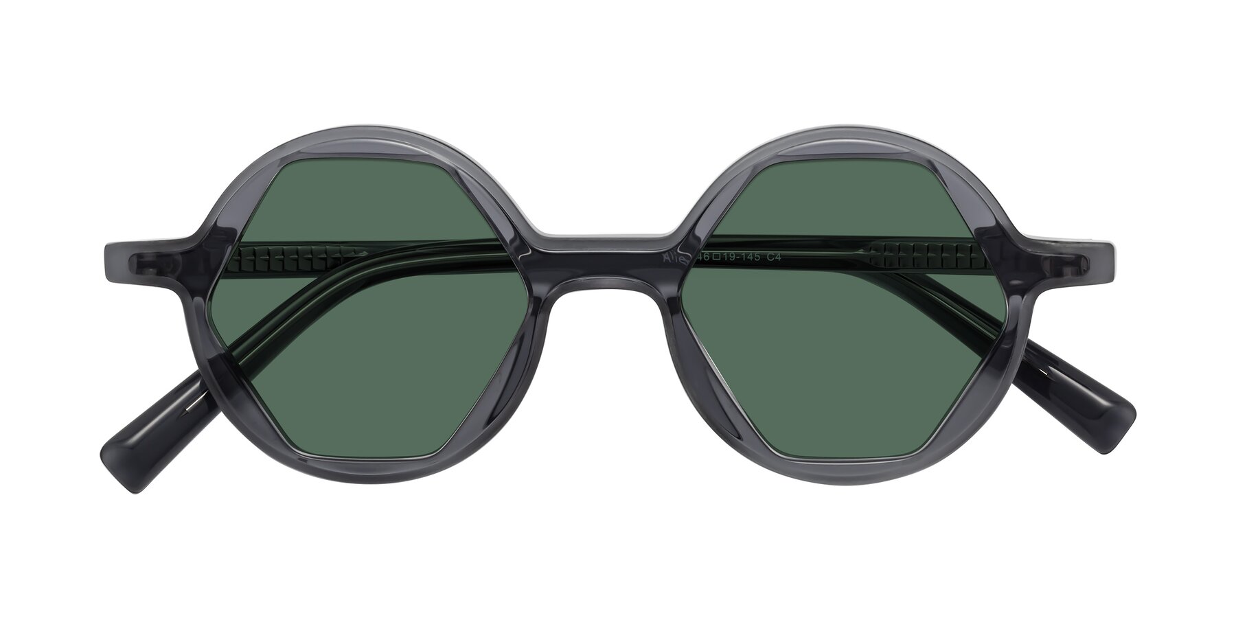 Folded Front of Alien in Gray with Green Polarized Lenses