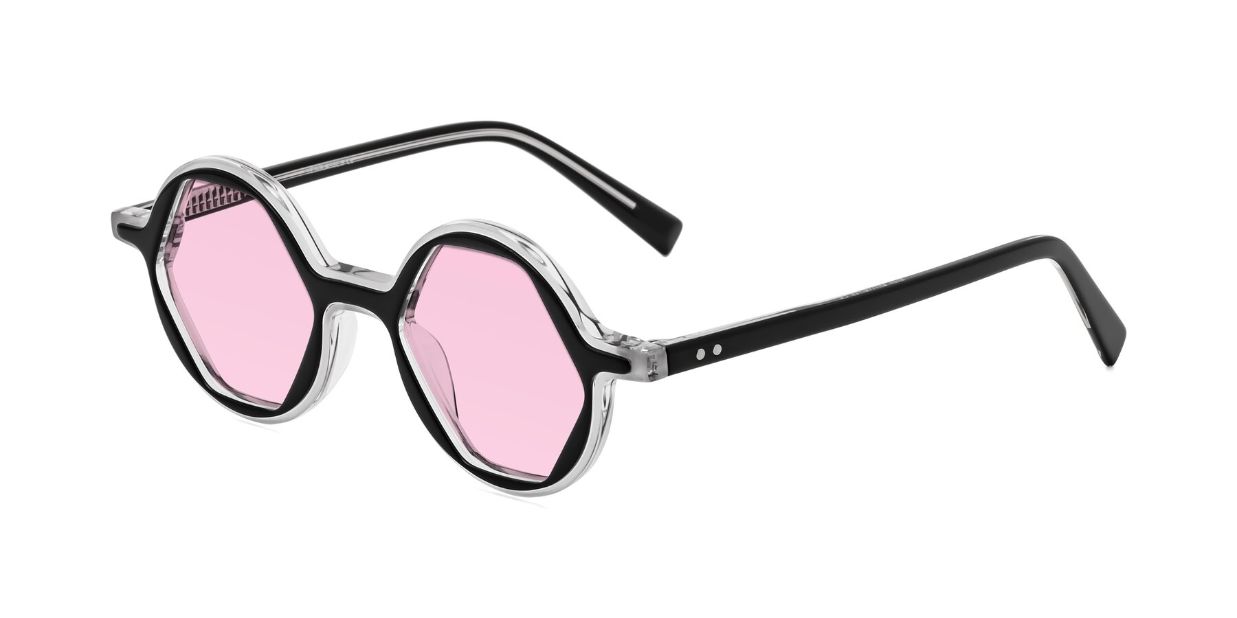 Angle of Alien in Black-Clear with Light Pink Tinted Lenses