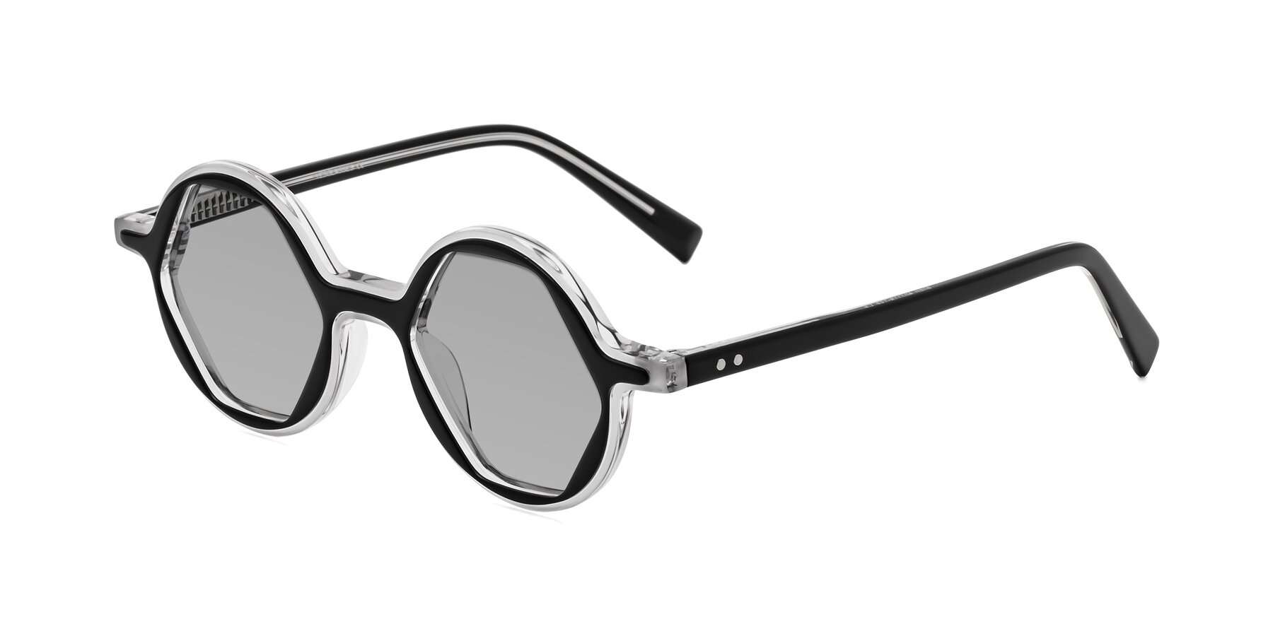 Angle of Alien in Black-Clear with Light Gray Tinted Lenses