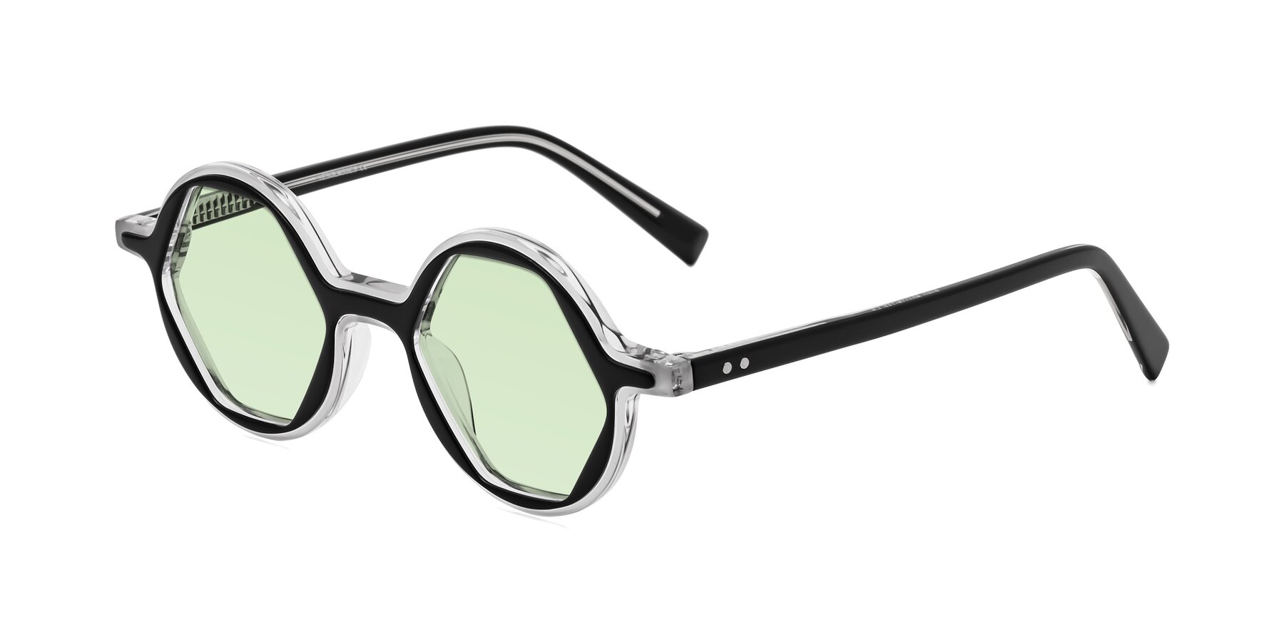 Angle of Alien in Black-Clear with Light Green Tinted Lenses