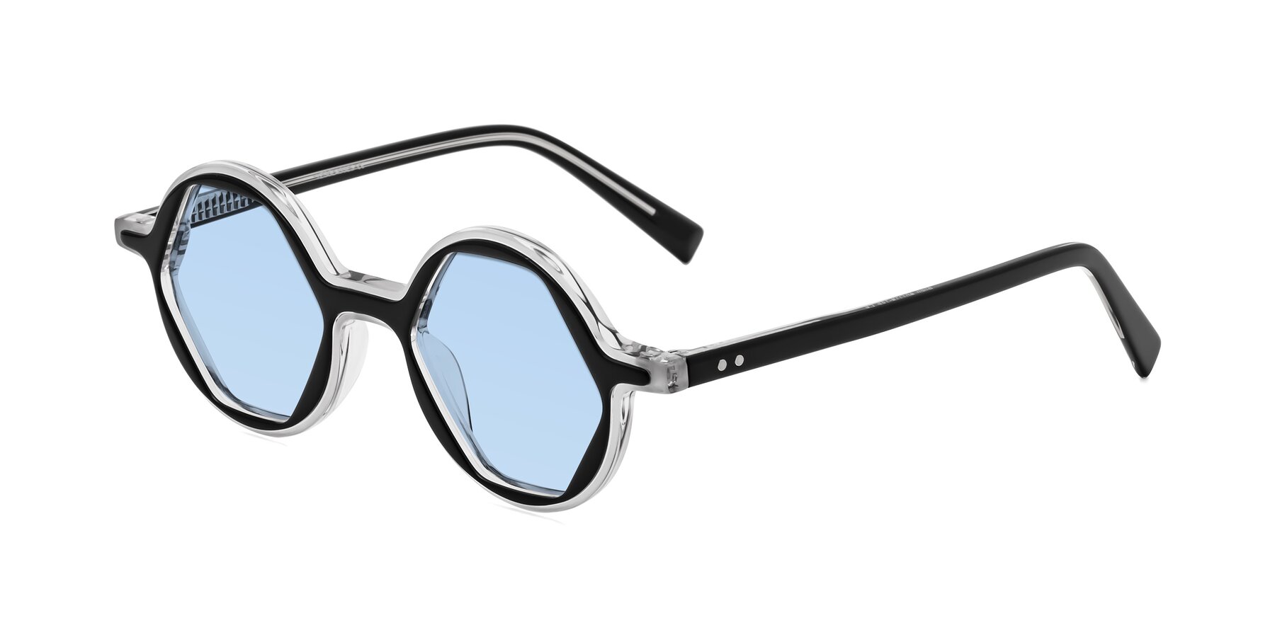 Angle of Alien in Black-Clear with Light Blue Tinted Lenses