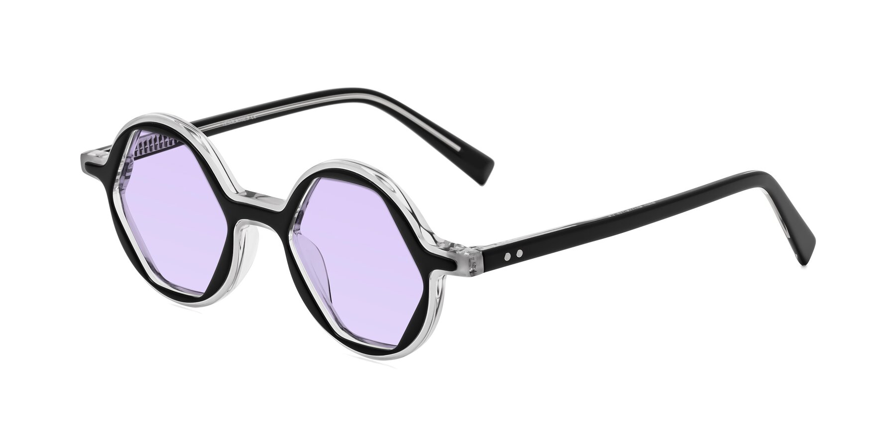 Angle of Alien in Black-Clear with Light Purple Tinted Lenses