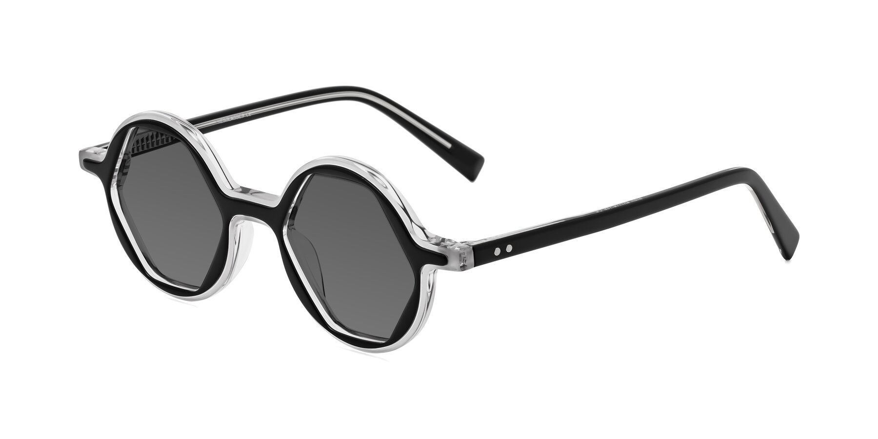 Angle of Alien in Black-Clear with Medium Gray Tinted Lenses