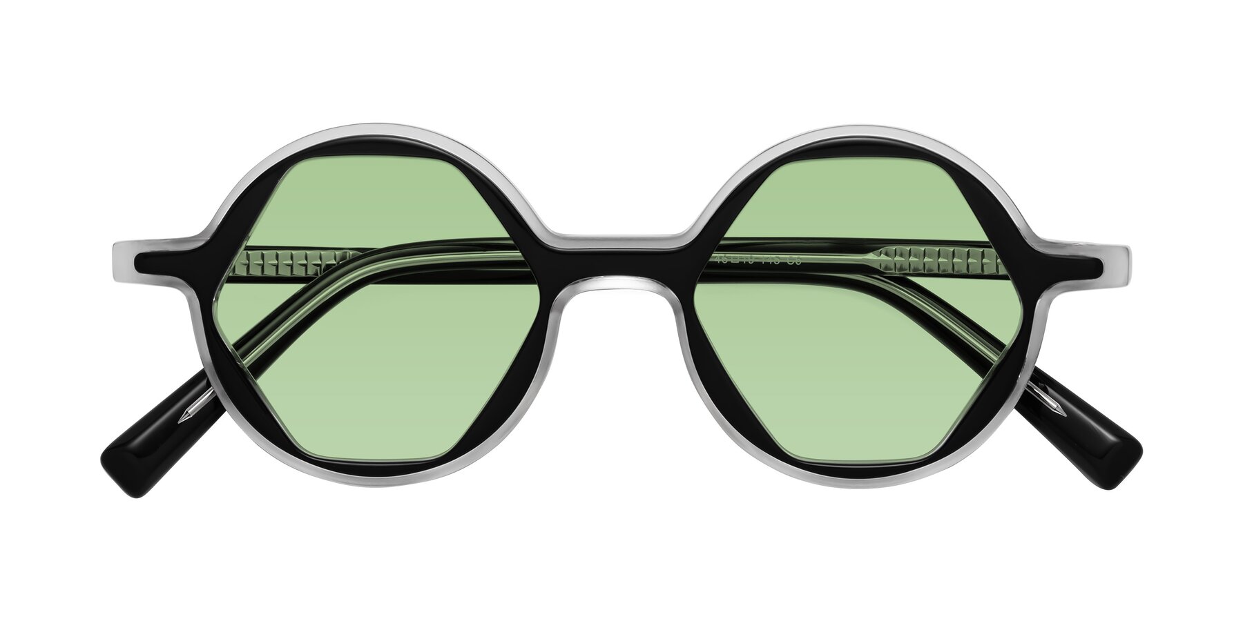 Folded Front of Alien in Black-Clear with Medium Green Tinted Lenses