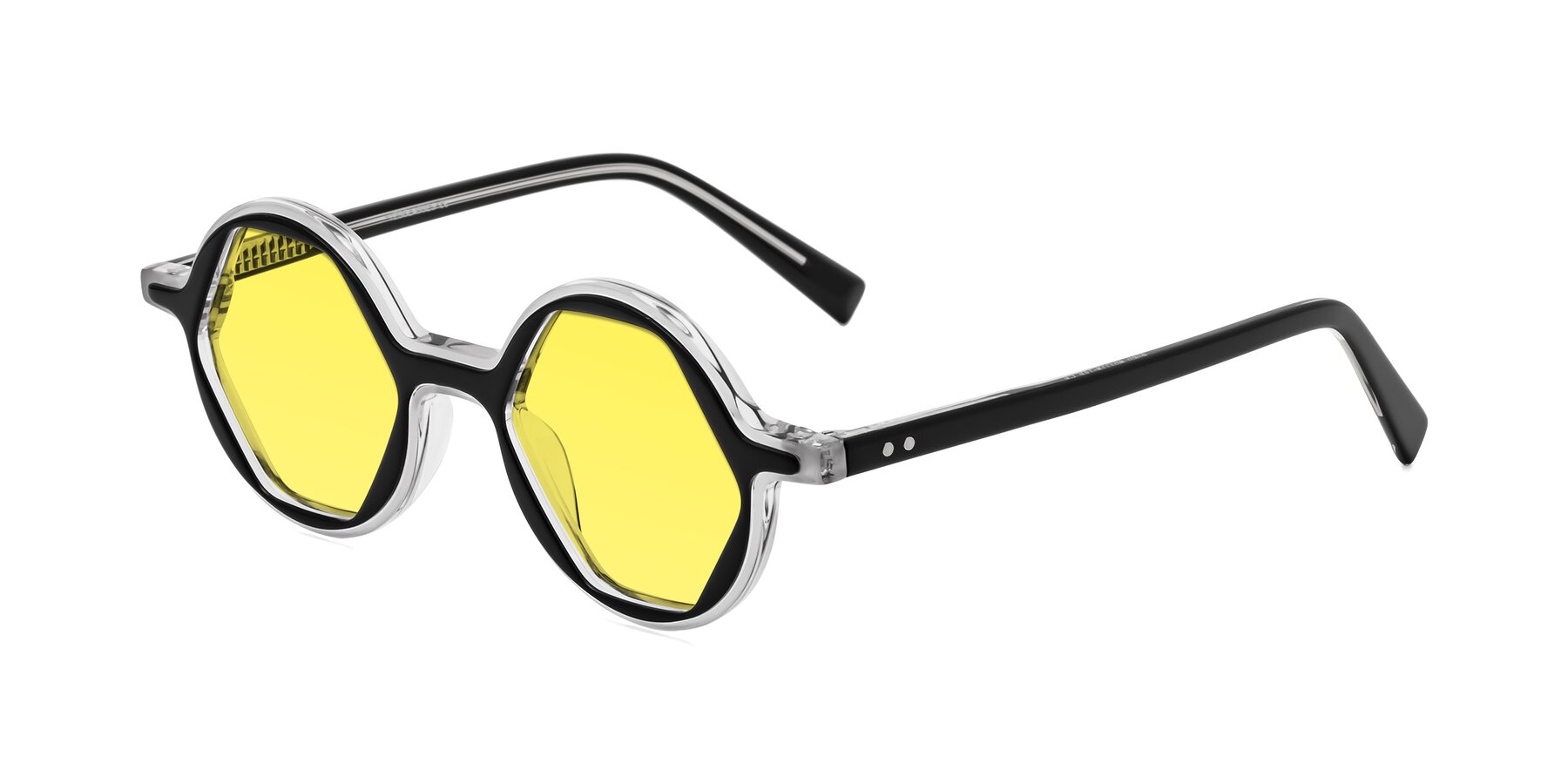 Angle of Alien in Black-Clear with Medium Yellow Tinted Lenses