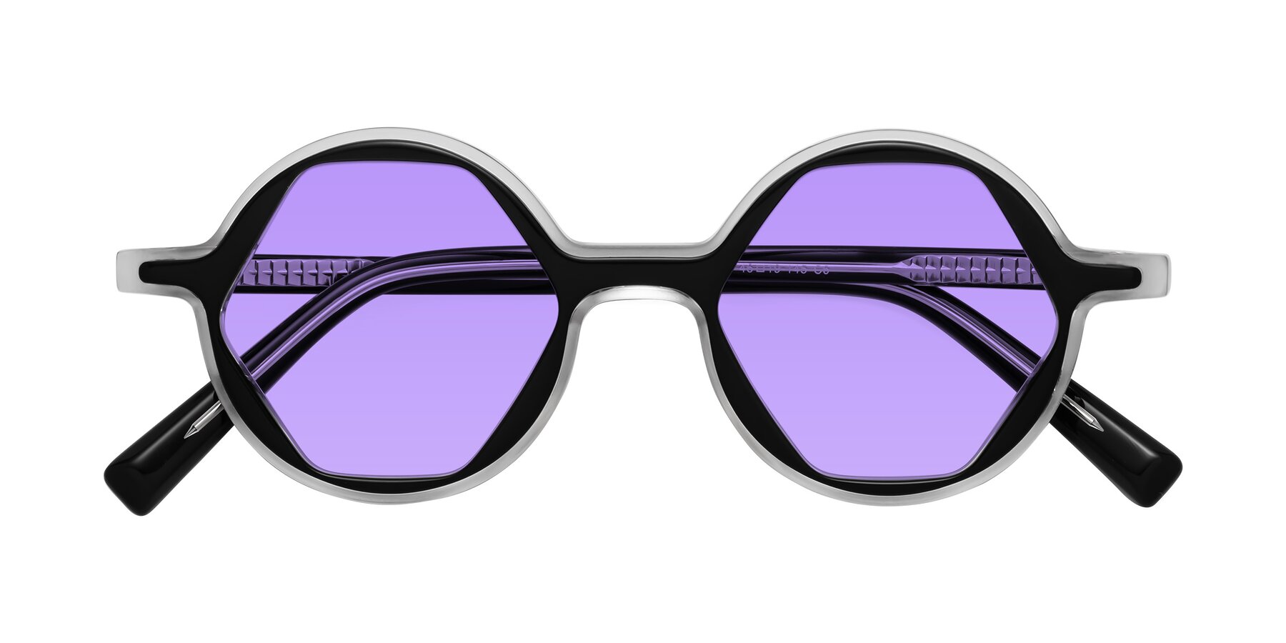 Folded Front of Alien in Black-Clear with Medium Purple Tinted Lenses