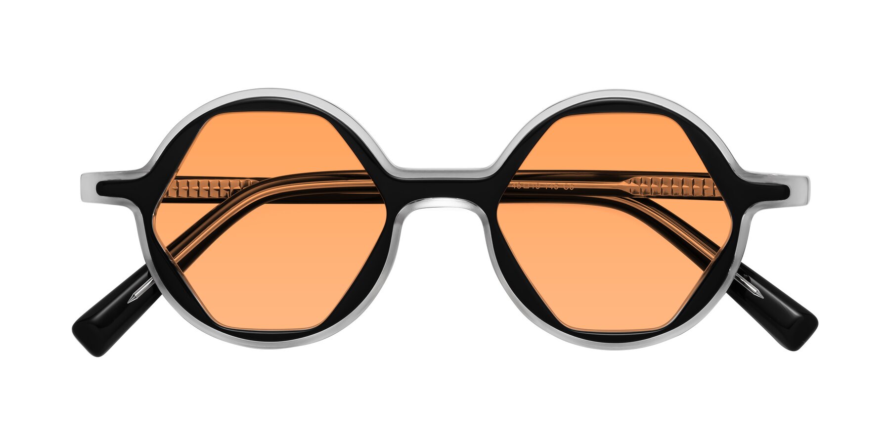 Folded Front of Alien in Black-Clear with Medium Orange Tinted Lenses