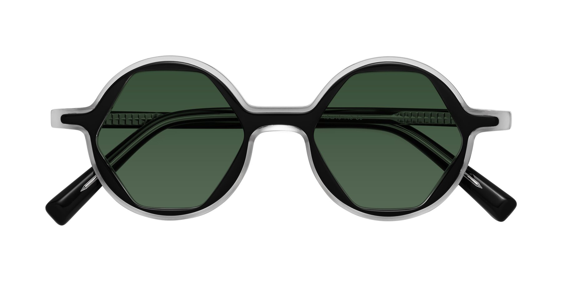 Folded Front of Alien in Black-Clear with Green Tinted Lenses