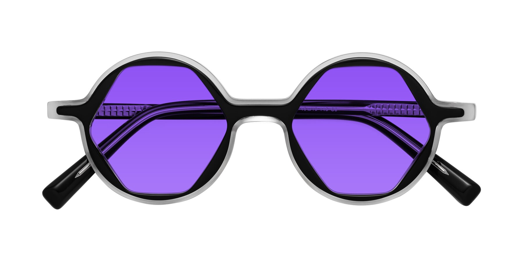 Folded Front of Alien in Black-Clear with Purple Tinted Lenses