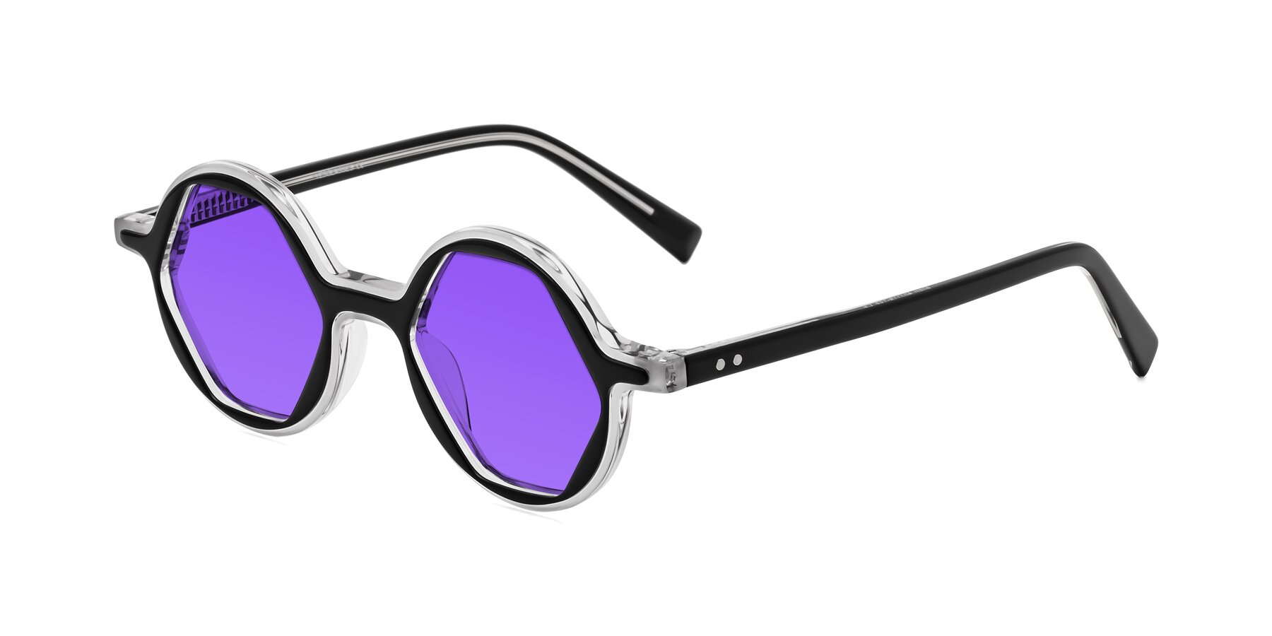 Angle of Alien in Black-Clear with Purple Tinted Lenses