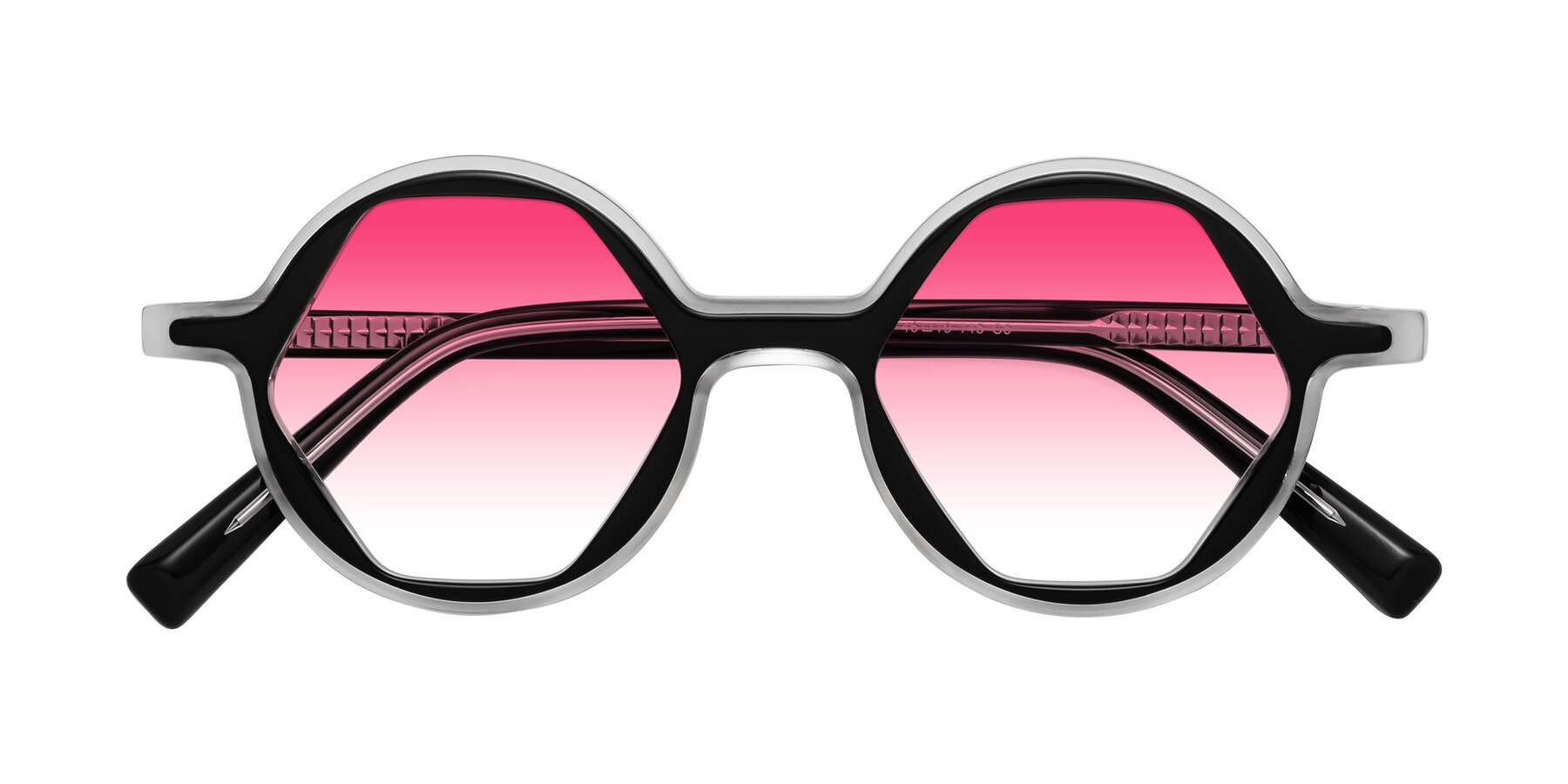 Folded Front of Alien in Black-Clear with Pink Gradient Lenses