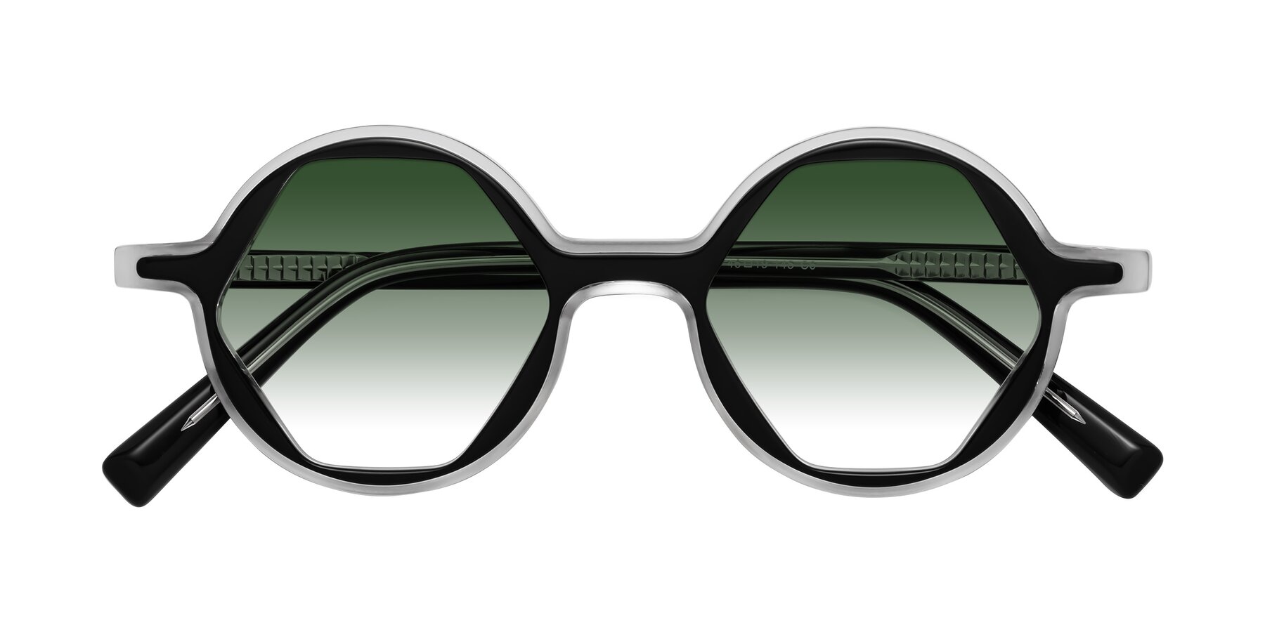 Folded Front of Alien in Black-Clear with Green Gradient Lenses