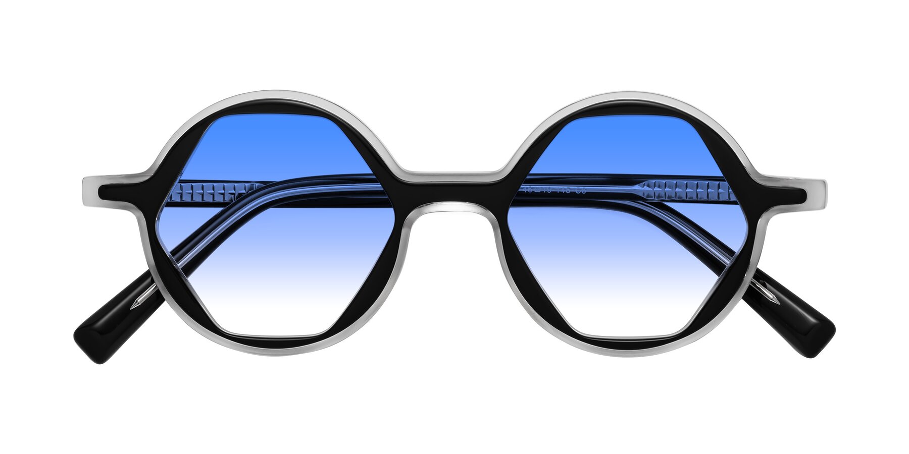 Folded Front of Alien in Black-Clear with Blue Gradient Lenses