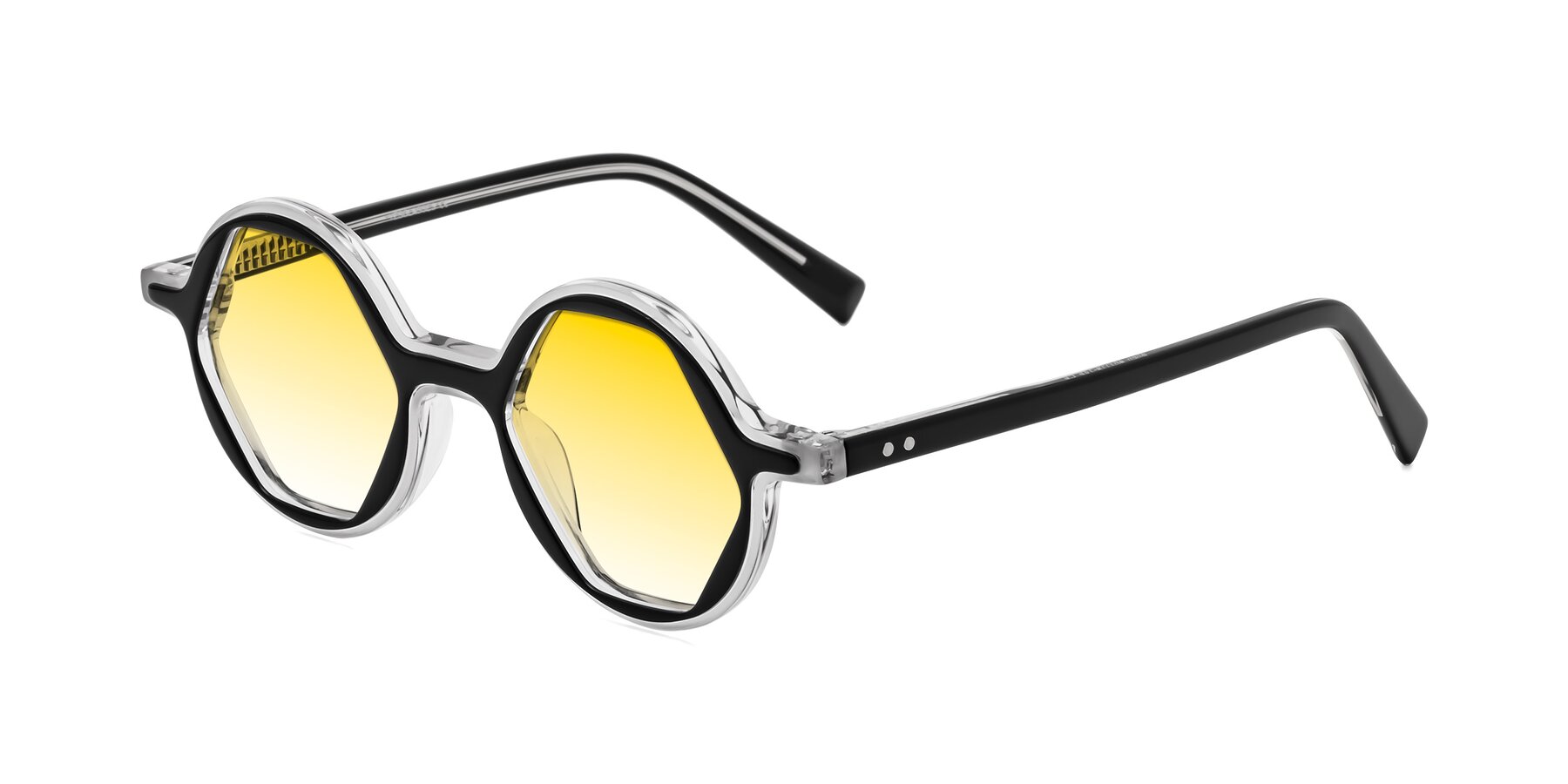 Angle of Alien in Black-Clear with Yellow Gradient Lenses